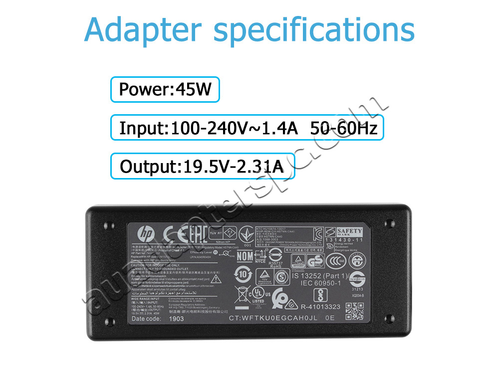 Original 45W HP 14-ac008nx 14-ac029tx Adapter Charger + Free Cord