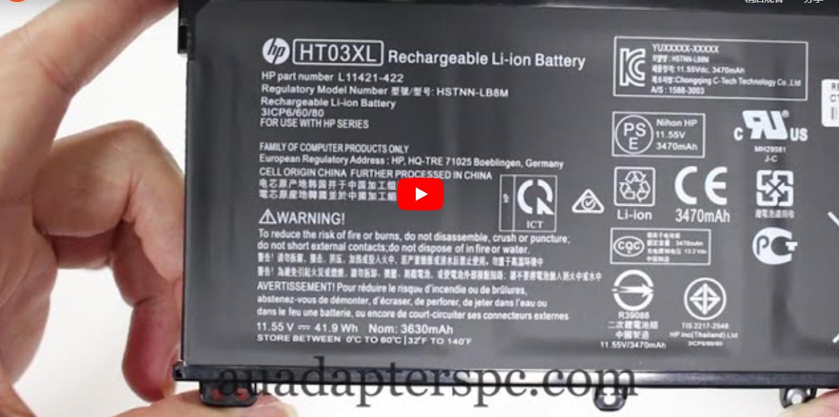 Original 3470mAh 41.9Wh 3-Cell HP HT03XL HSTNN-LB8M Battery