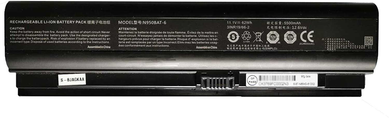 5500mAh 62Wh 6-Cell Gaming Guru Fire RTX 2060 (N960TD) Battery