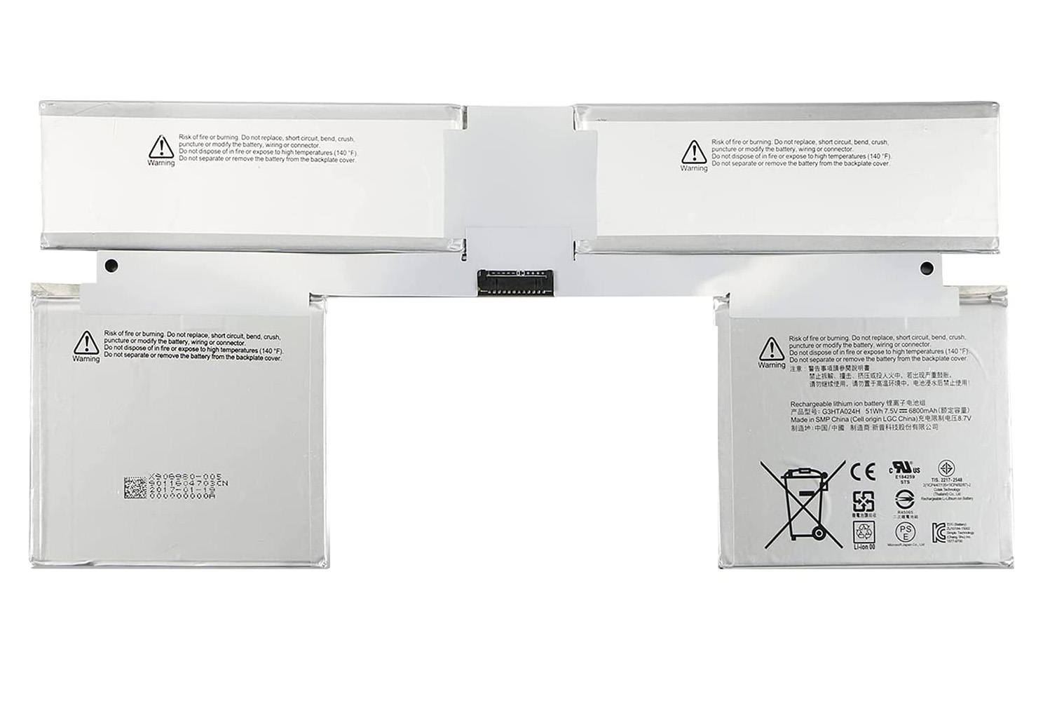 Original 6800mAh 51Wh 4-Cell Microsoft Surface Book 2 13.5 Inch 1703 Battery